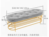 HD-10023北欧轻奢换鞋凳家用长凳带门口入门鞋柜软包坐垫金属可坐式换鞋椅